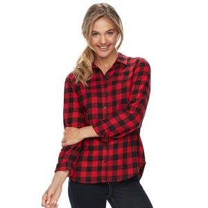 Red and Black Flannel Button Front shirt